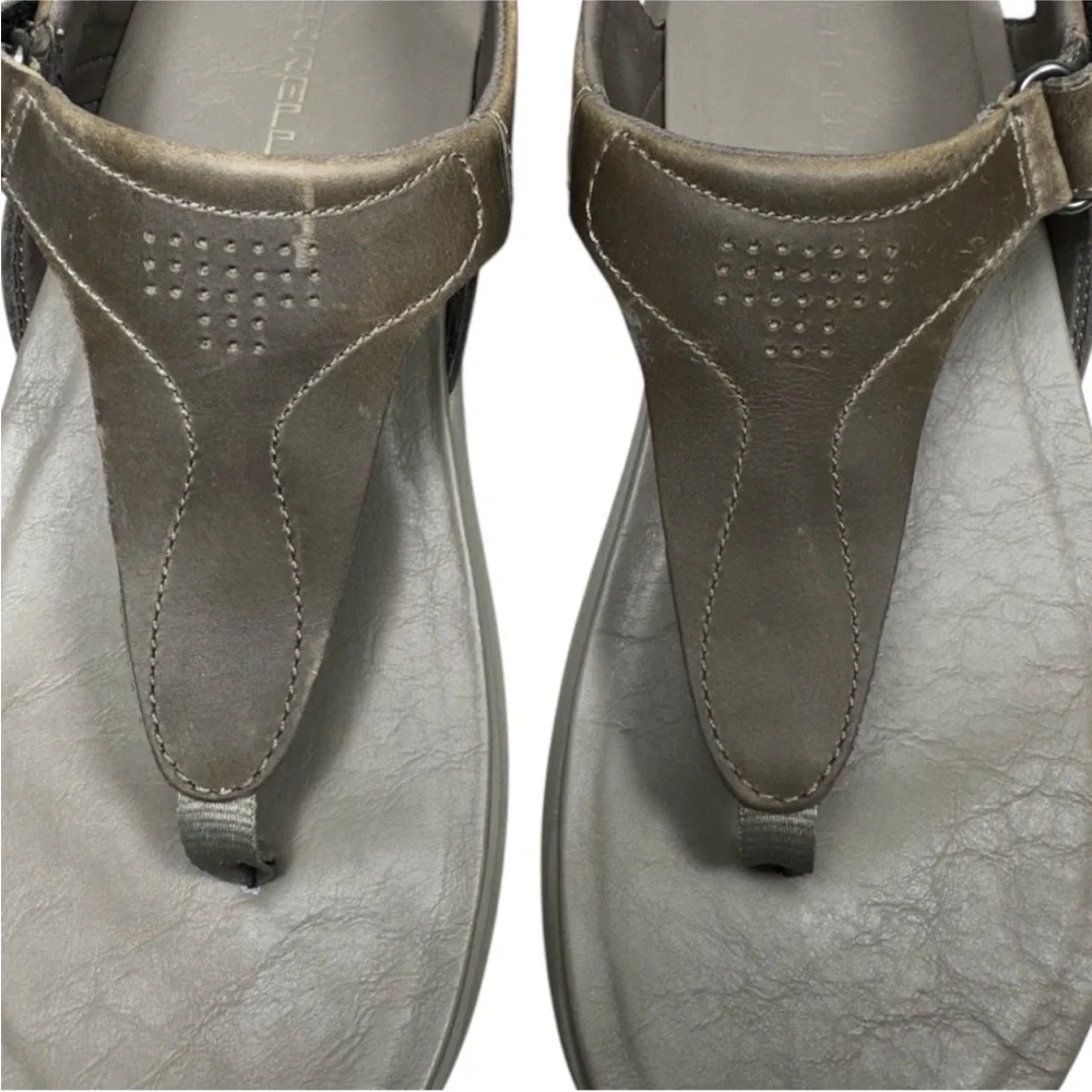 Merrell Tideriser Luna Leather Adjustable T-Strap Brindle Thong Sandals Size 10 - Picture 2 of 15